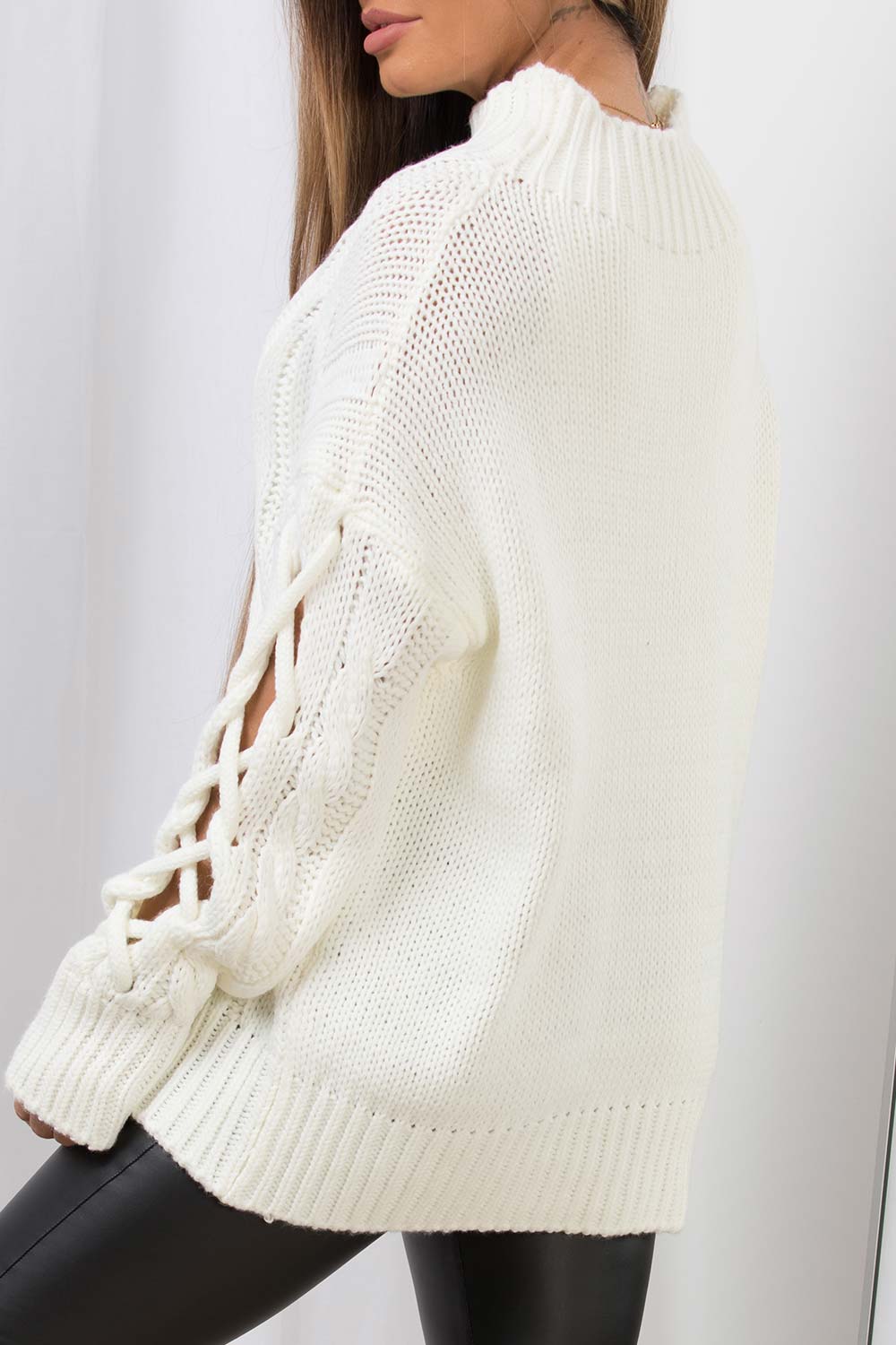 womens cable knit jumper long sleeves