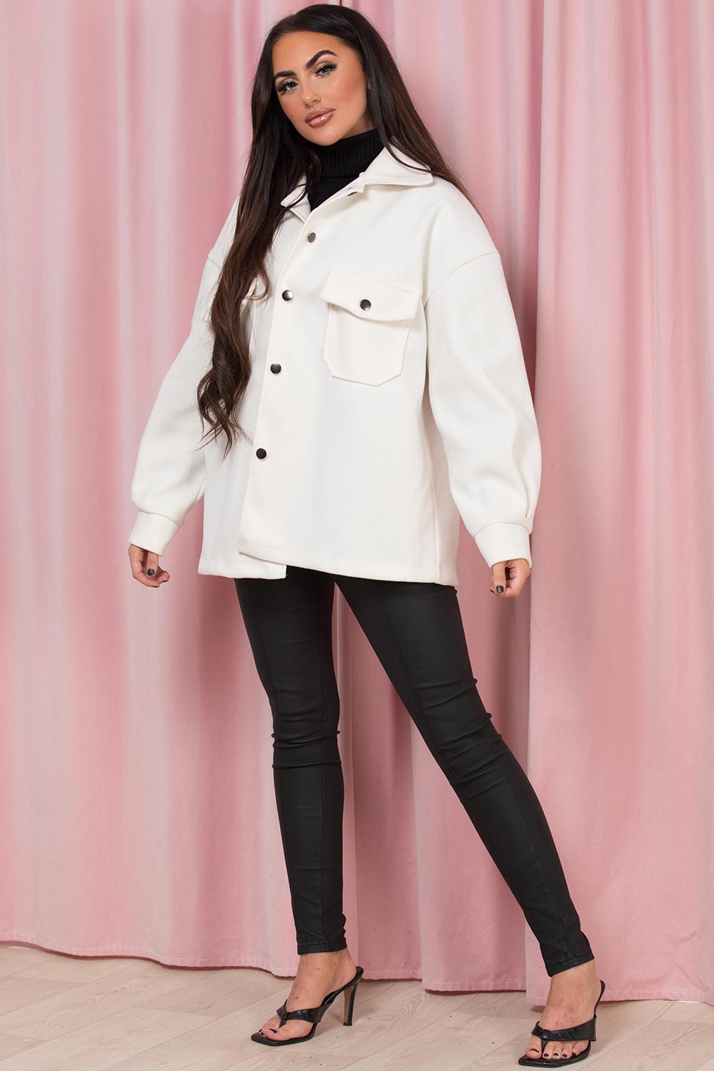 womens shacket cream