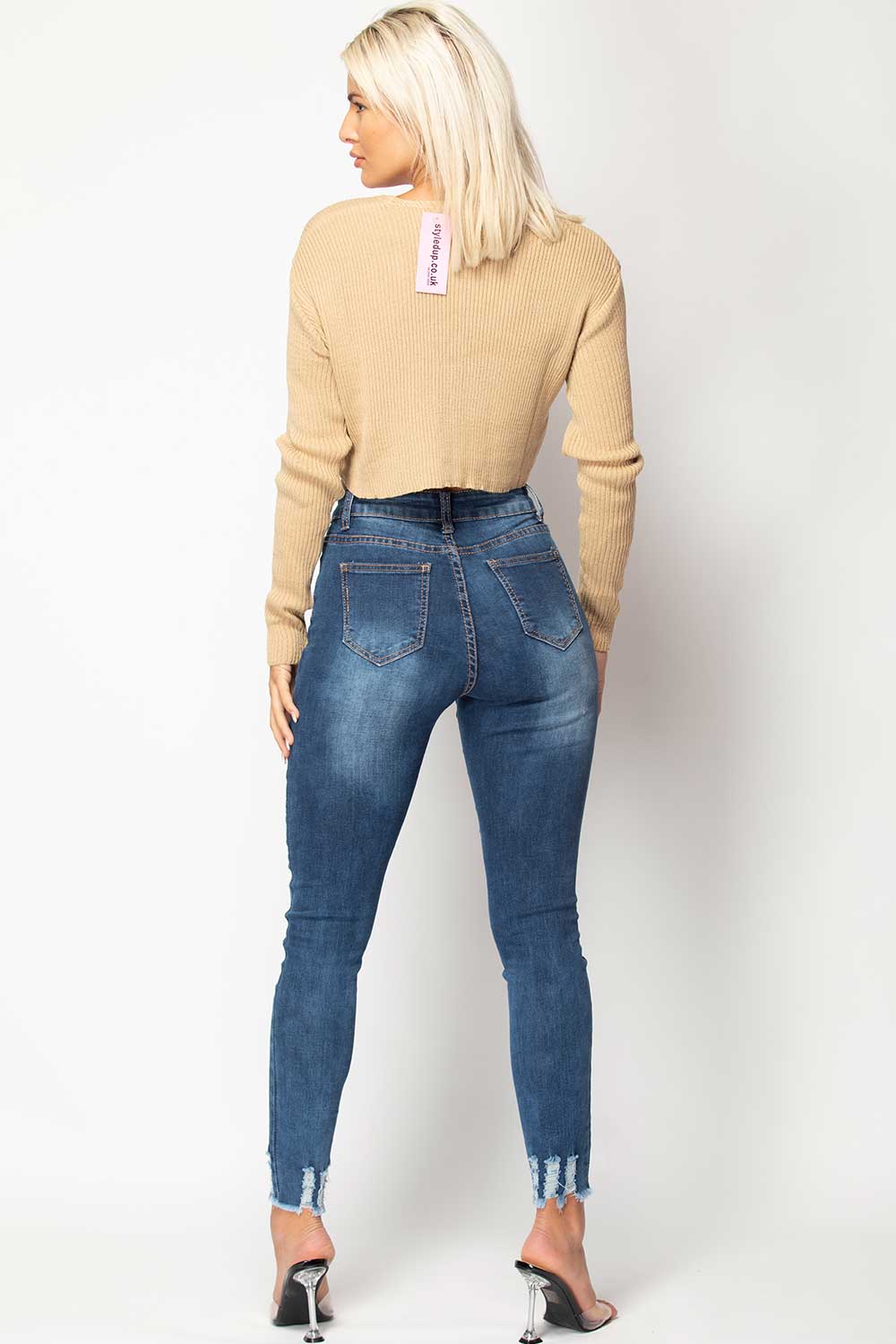 stone ribbed tie front cardigan uk