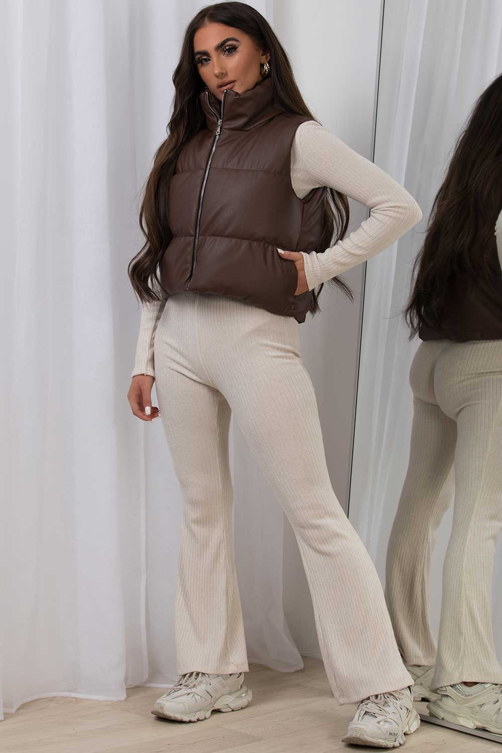 crop padded puffer gilet womens