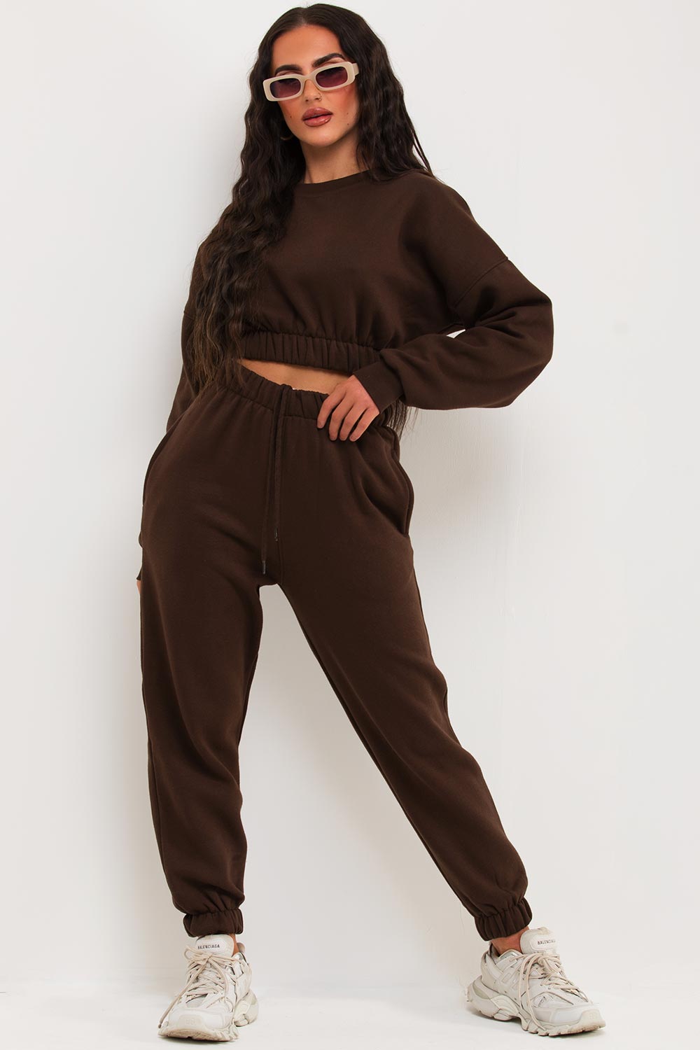 womens crop sweatshirt and joggers co ord