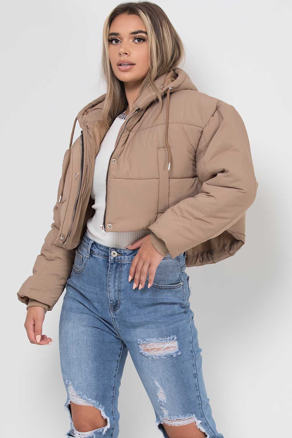 hooded puffer crop jacket zara style