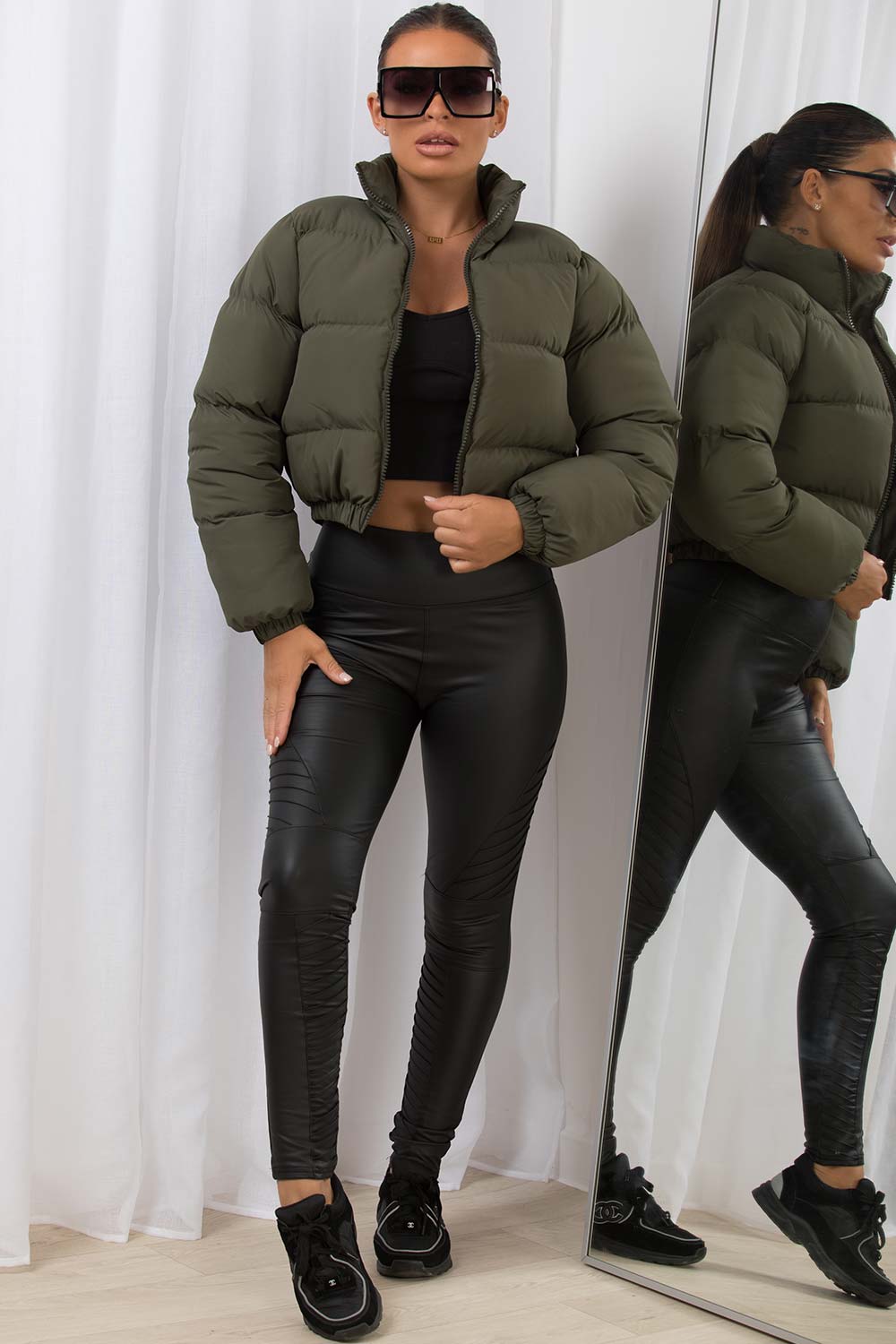 cropped jacket khaki womens