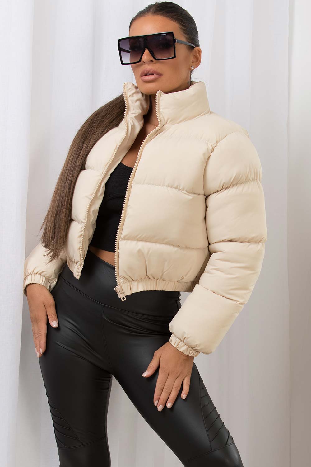 off white crop puffer jacket