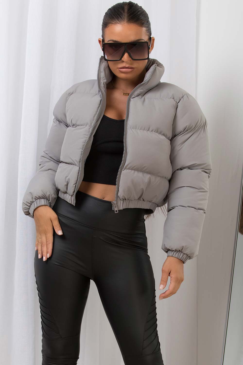 girls grey cropped jacket back to school