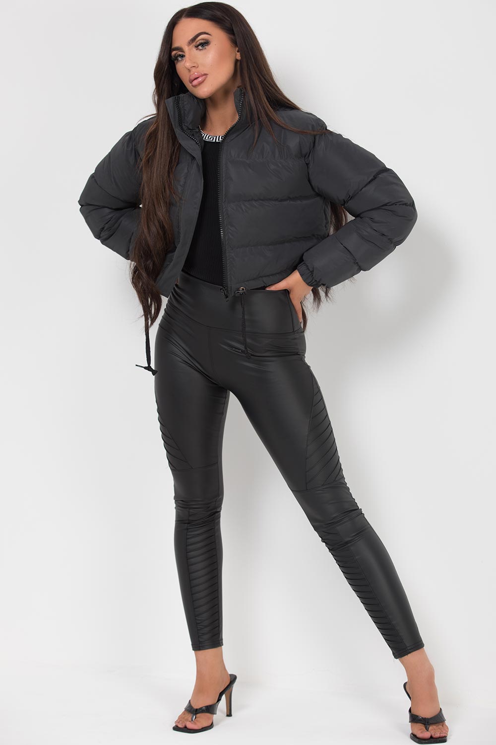 crop puffer padded coat