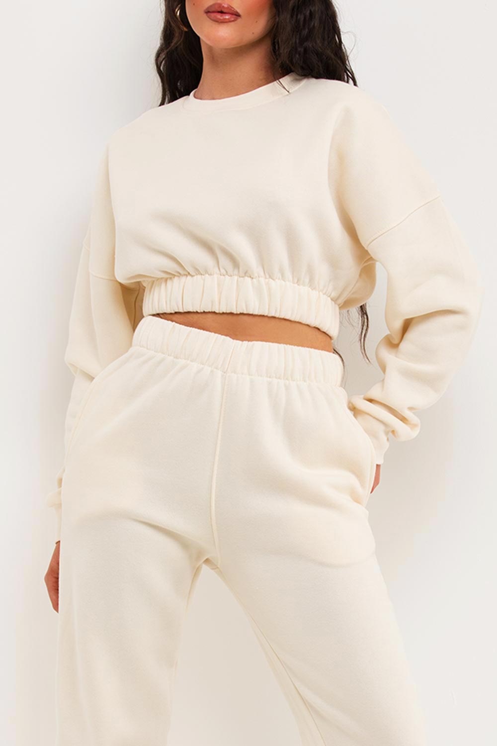 womens crop sweatshirt and joggers tracksuit