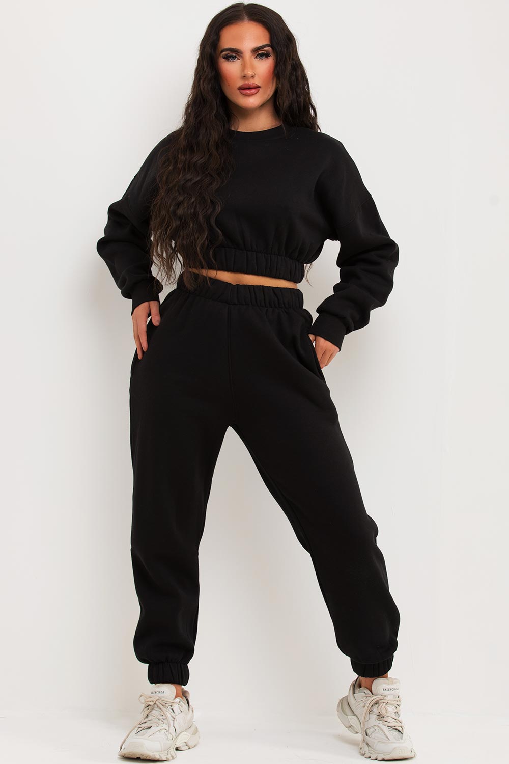 womens black tracksuit lounge set
