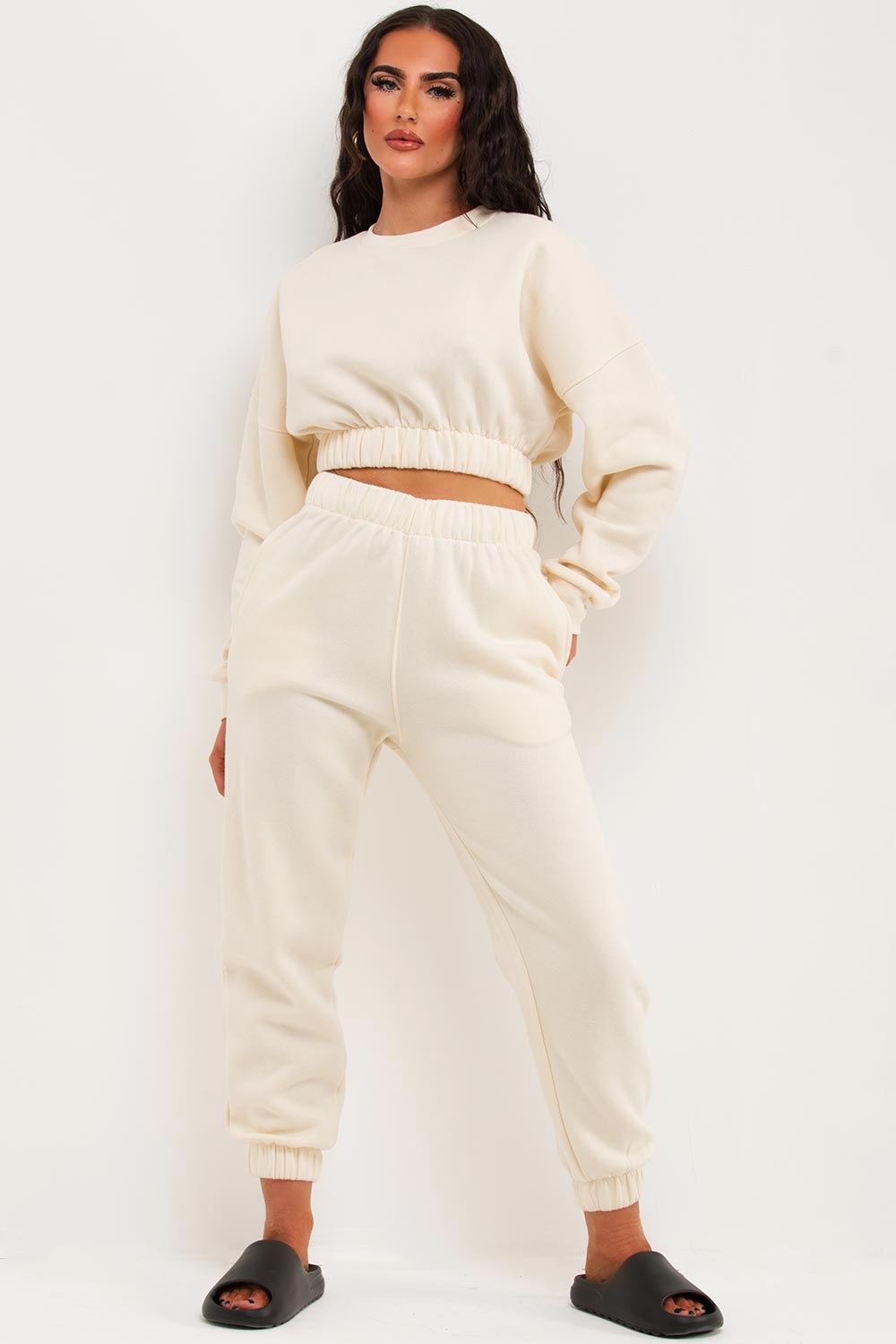 womens joggers and crop sweatshirt tracksuit