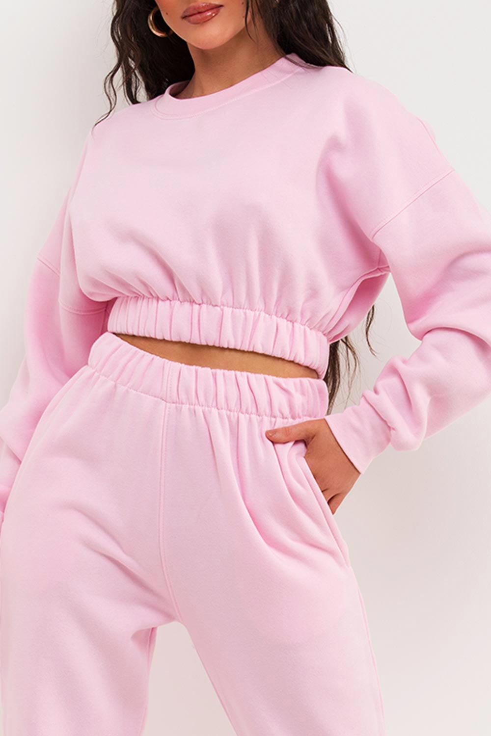 womens crop sweatshirt and joggers co ord tracksuit