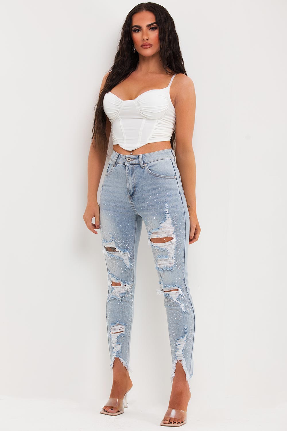 white corset crop top uk
