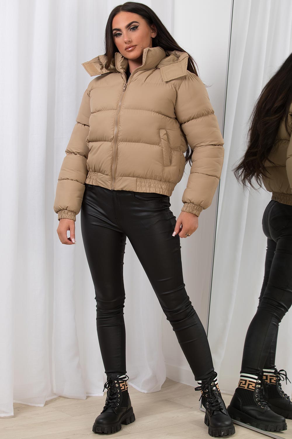 hooded cropped puffer jacket sale uk