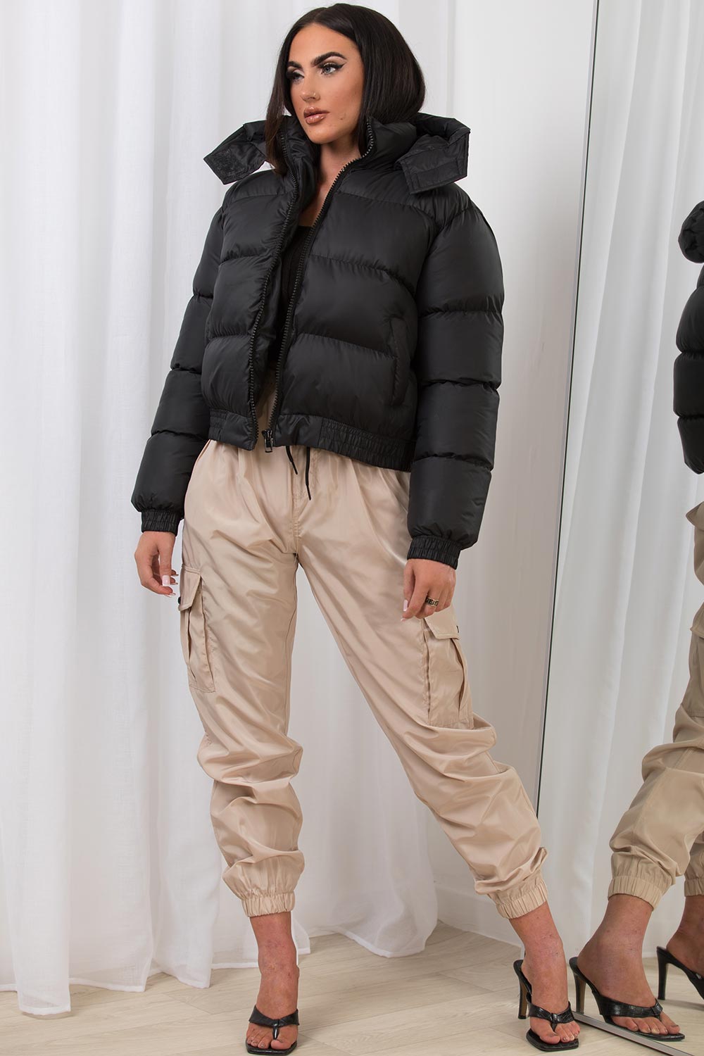 cropped puffer jacket womens uk