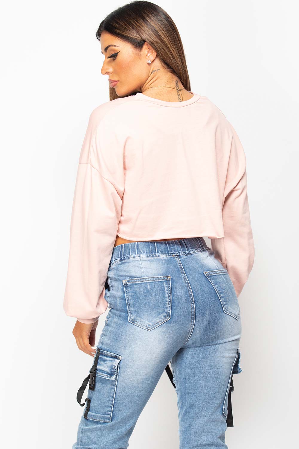 pink crop sweatshirt