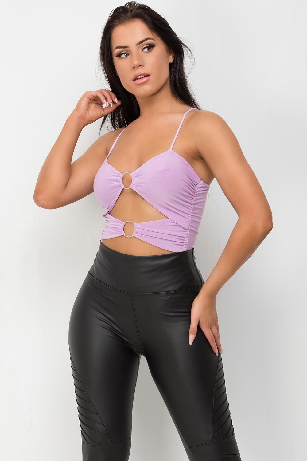 cut out ring detail bodysuit top