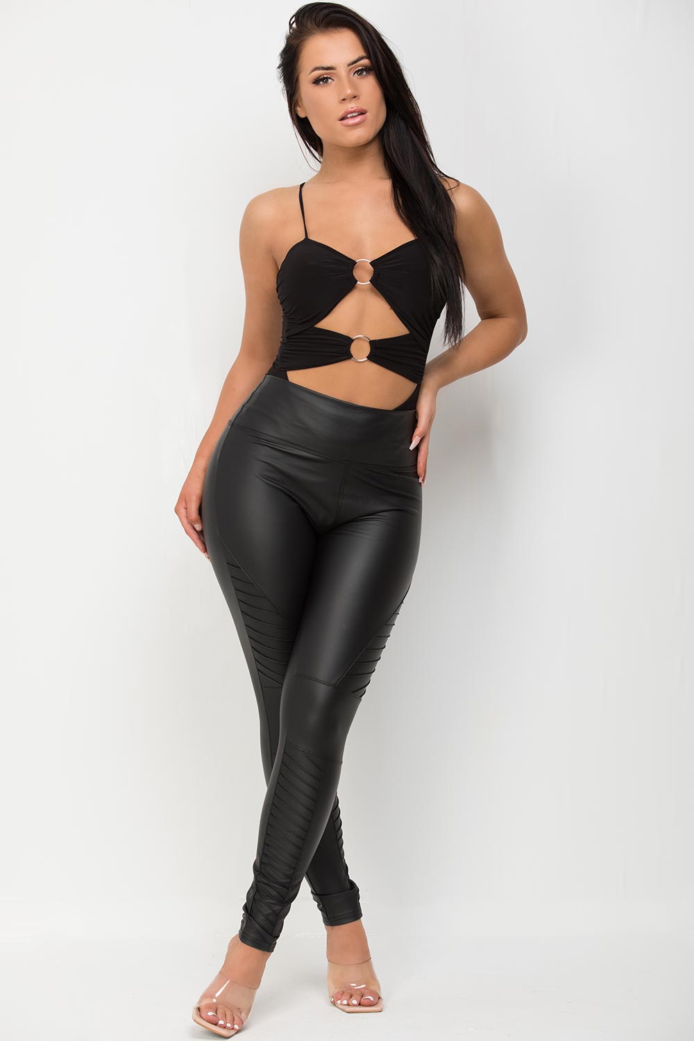 black slinky bodysuit going out top