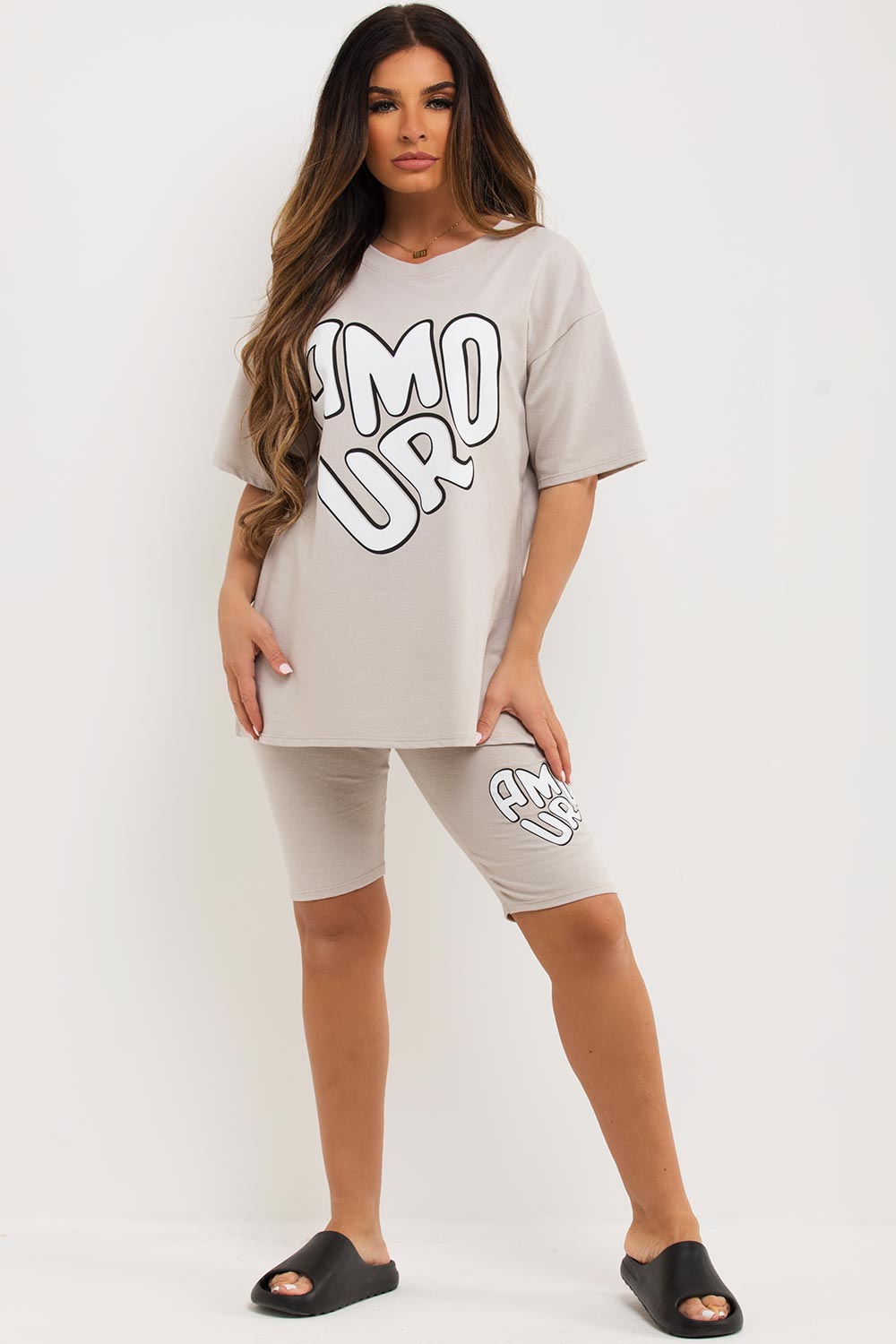 cycling shorts and oversized t shirt co ord