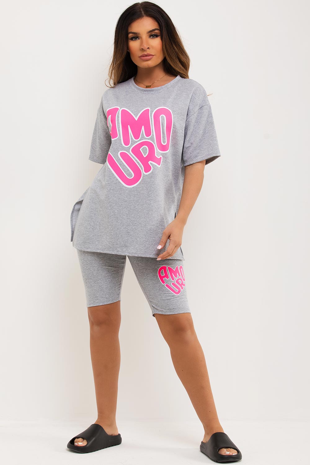 cycling shorts and t shirt co ord womens