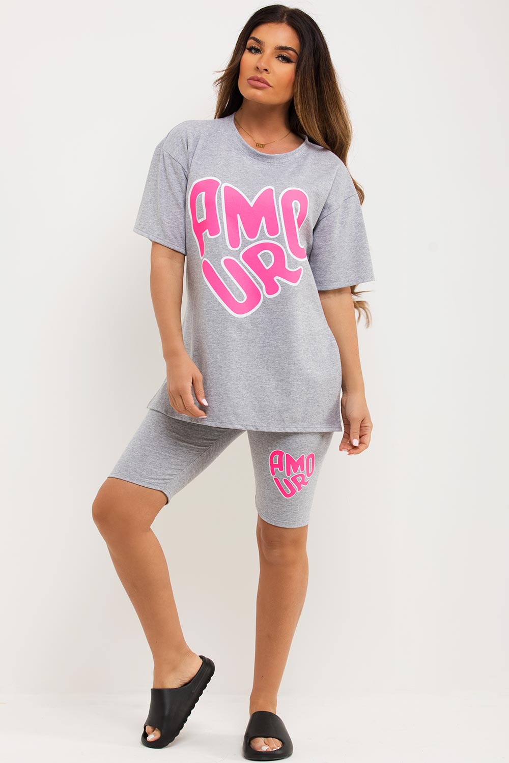 womens cycling shorts and t shirt co ord