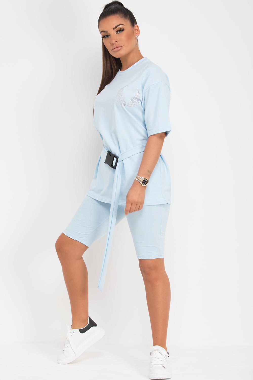 diamante wings t shirt and cycling shorts set