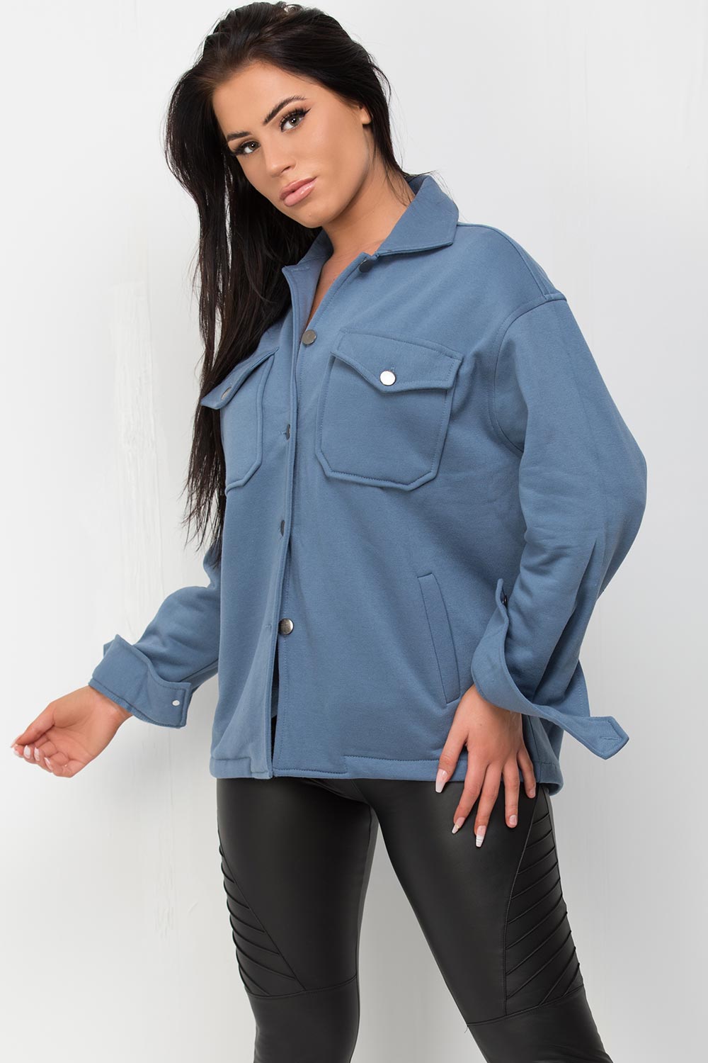 denim blue oversized shacket