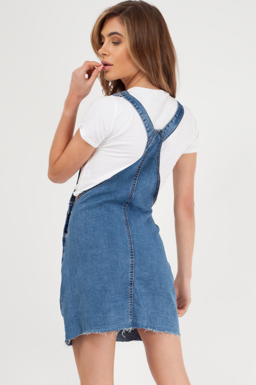 mid wash denim dress styledup fashion