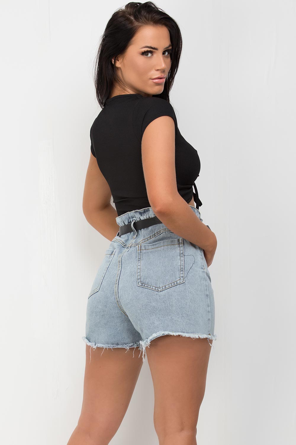 womens denim shorts with belt