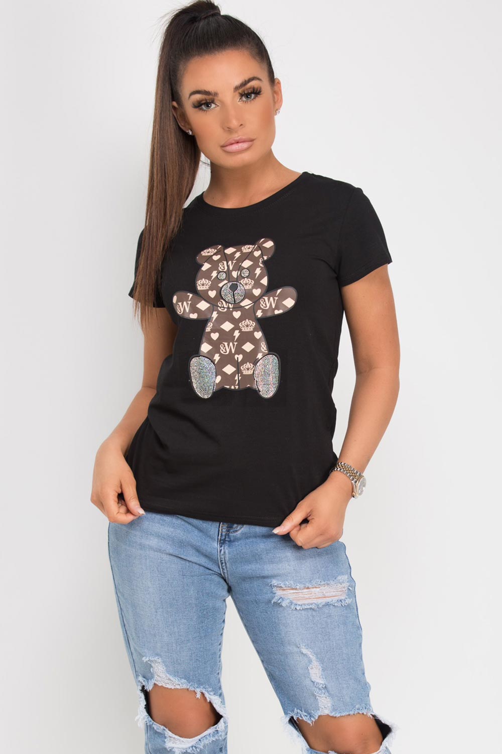 teddy bear t shirt black