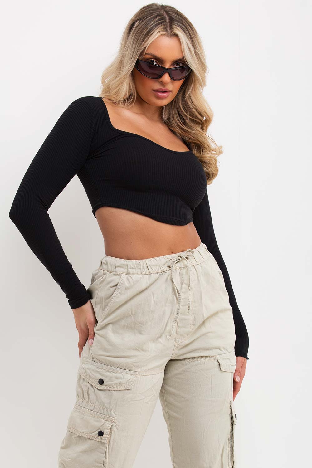 crop top with dip hem structured contour zara uk
