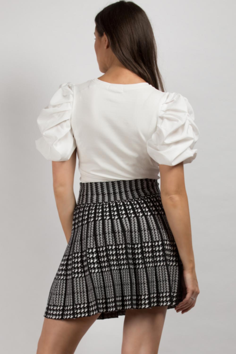 high waist dogtooth skirt