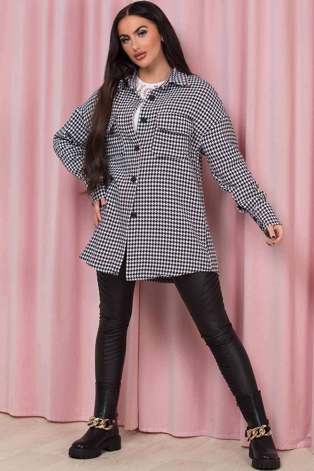 dogtooth shacket womens monochrome