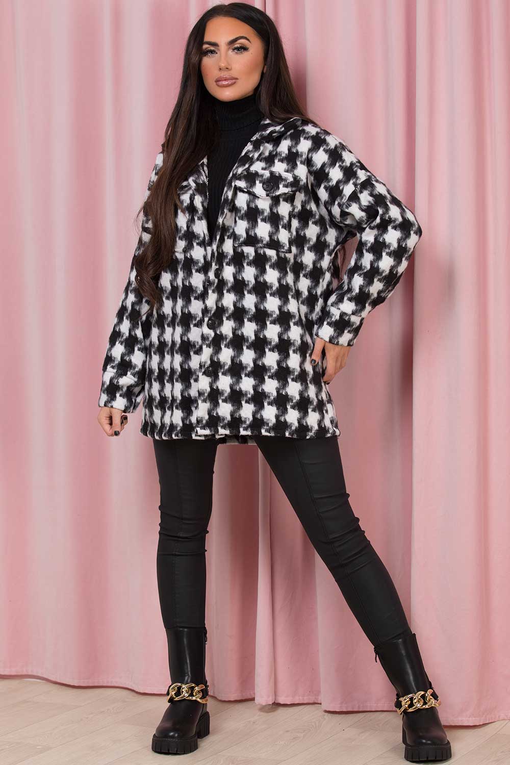 womens dogtooth shacket