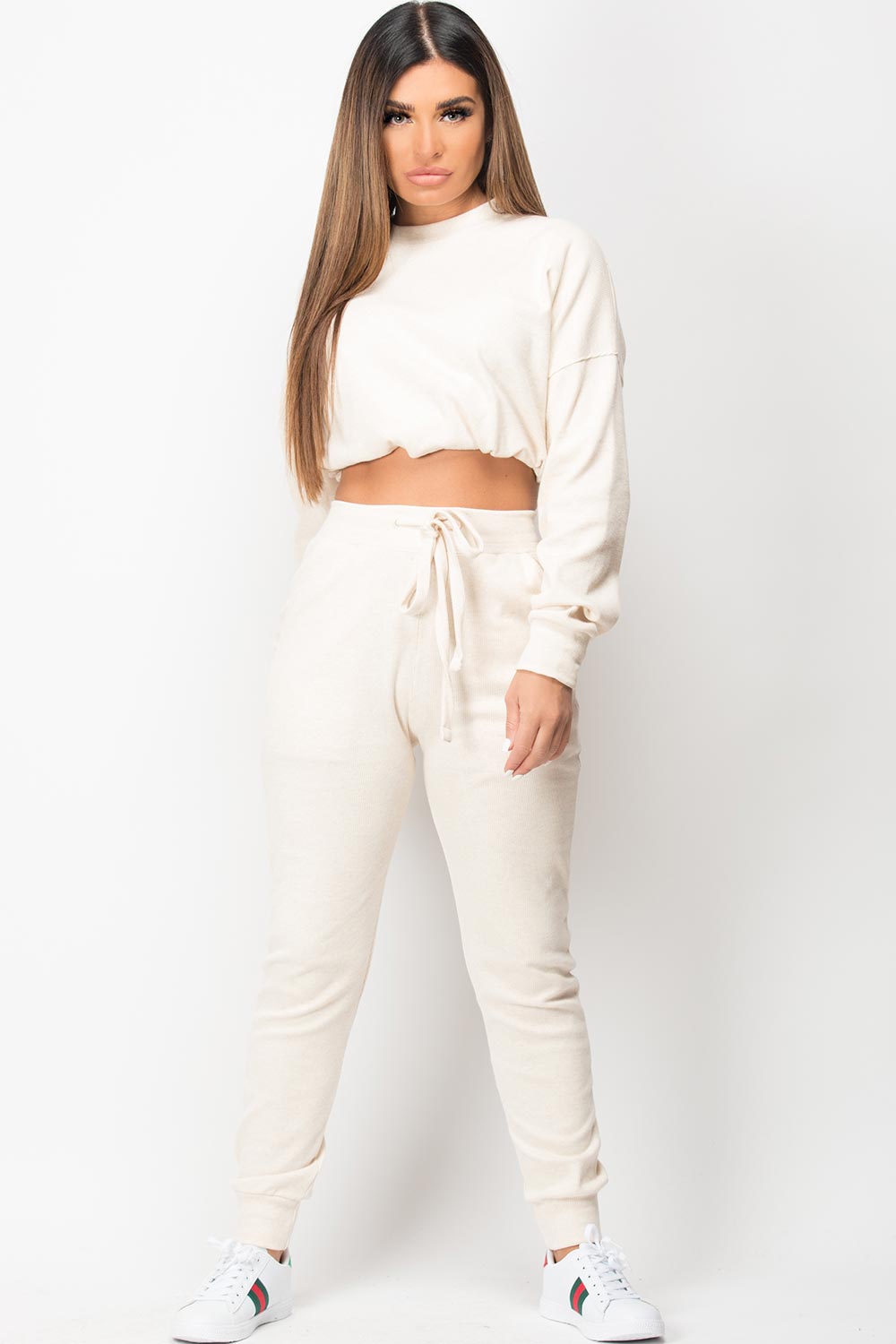 ribbed lounge set oatmeal