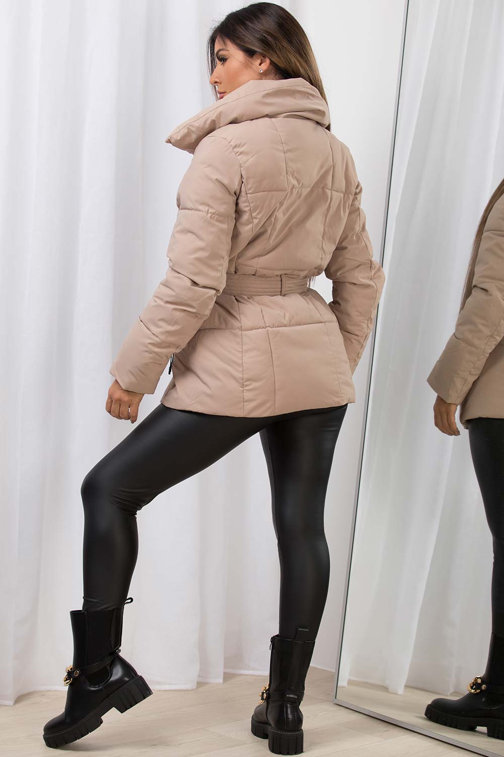 womens padded puffer short duvet jacket