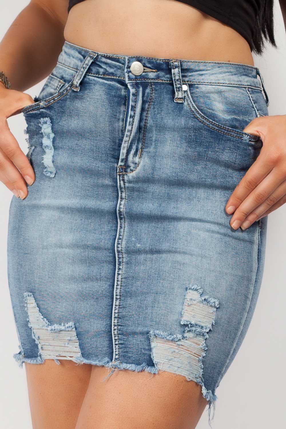 light wash denim skirt