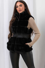 black faux fur gilet womens