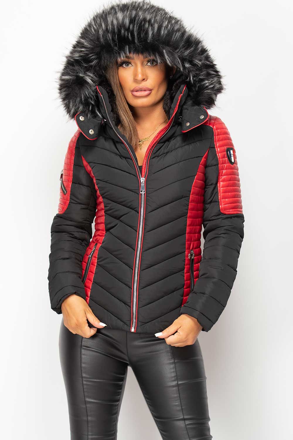 womens faux fur hooded puffer coat