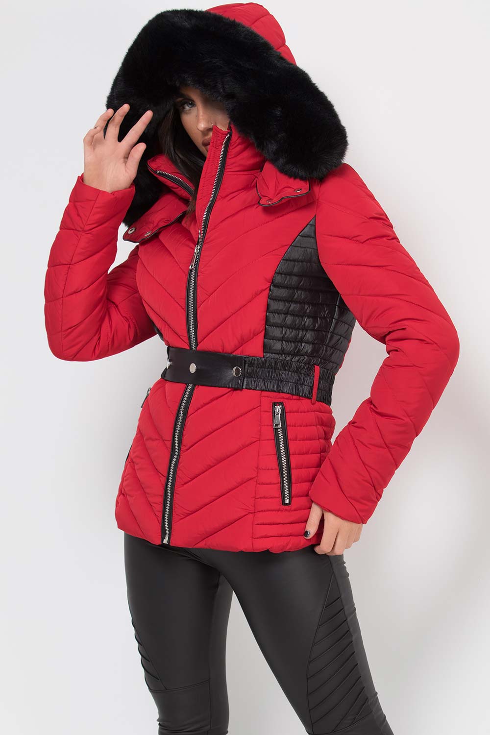 puffer jacket with faux fur hood