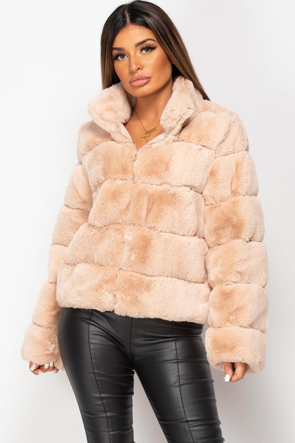 luxury faux fur coat womens