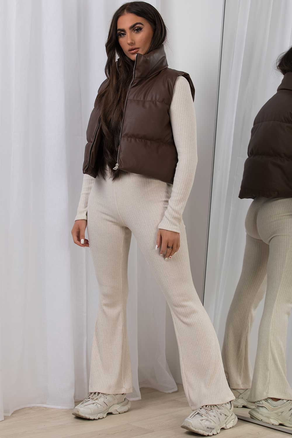 faux leather crop gilet bodywarmer