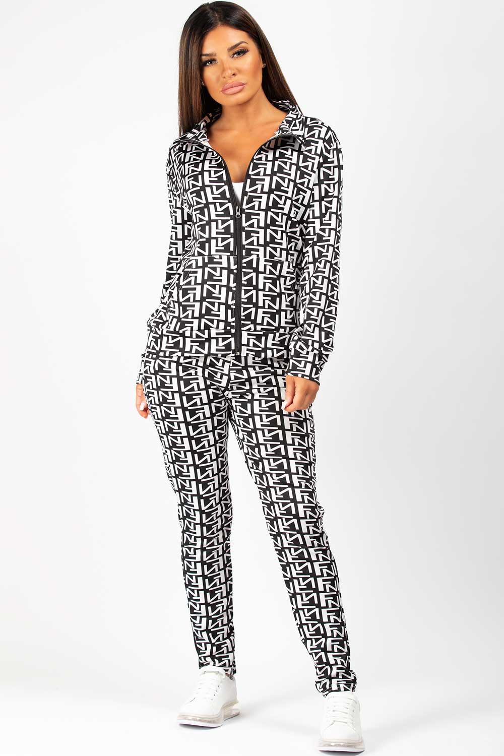 fendi inspired tracksuit black and white