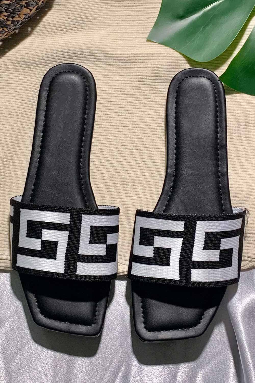 black slip on sandals fendi inspired