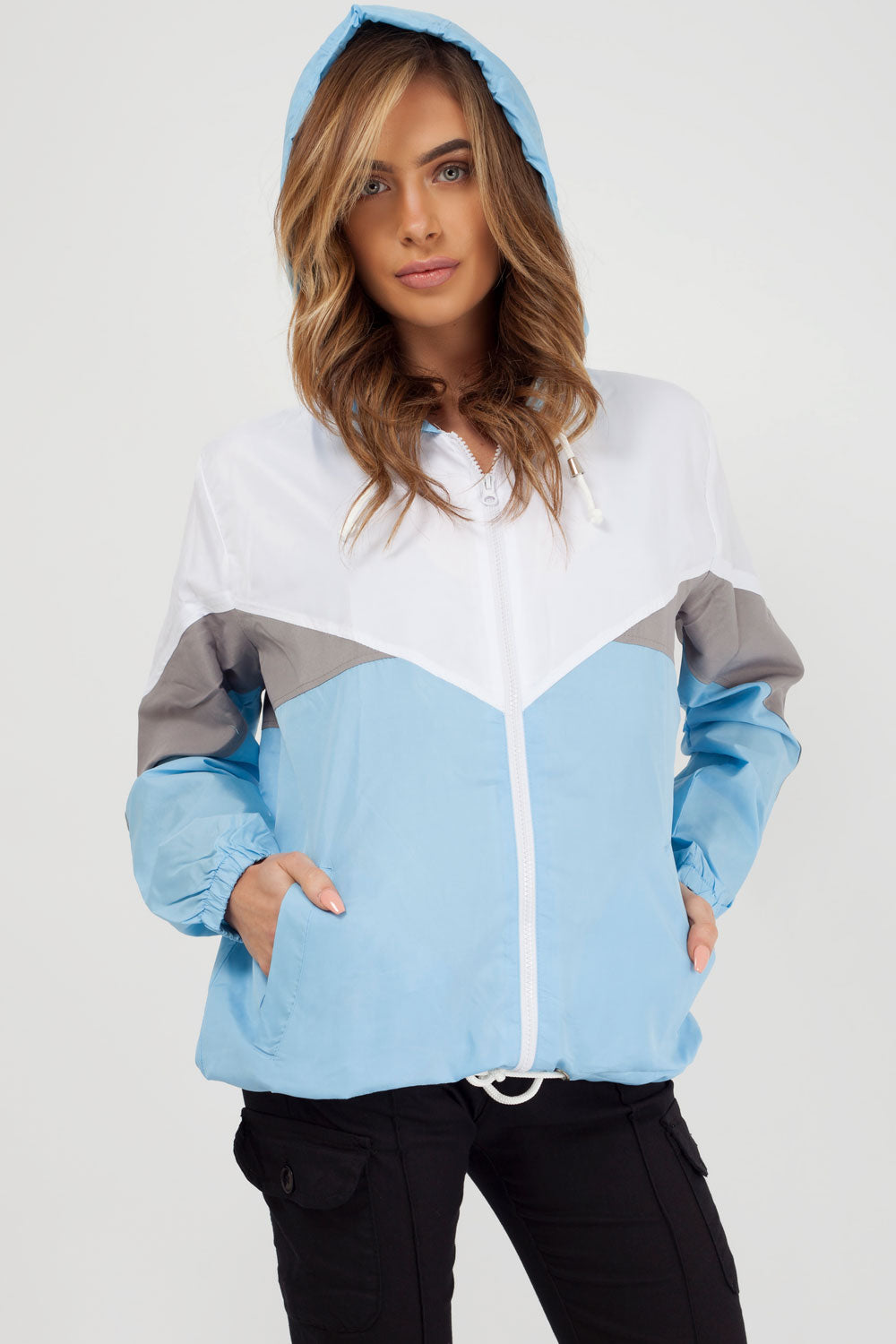 womens festival jacket sky blue styledup fashion