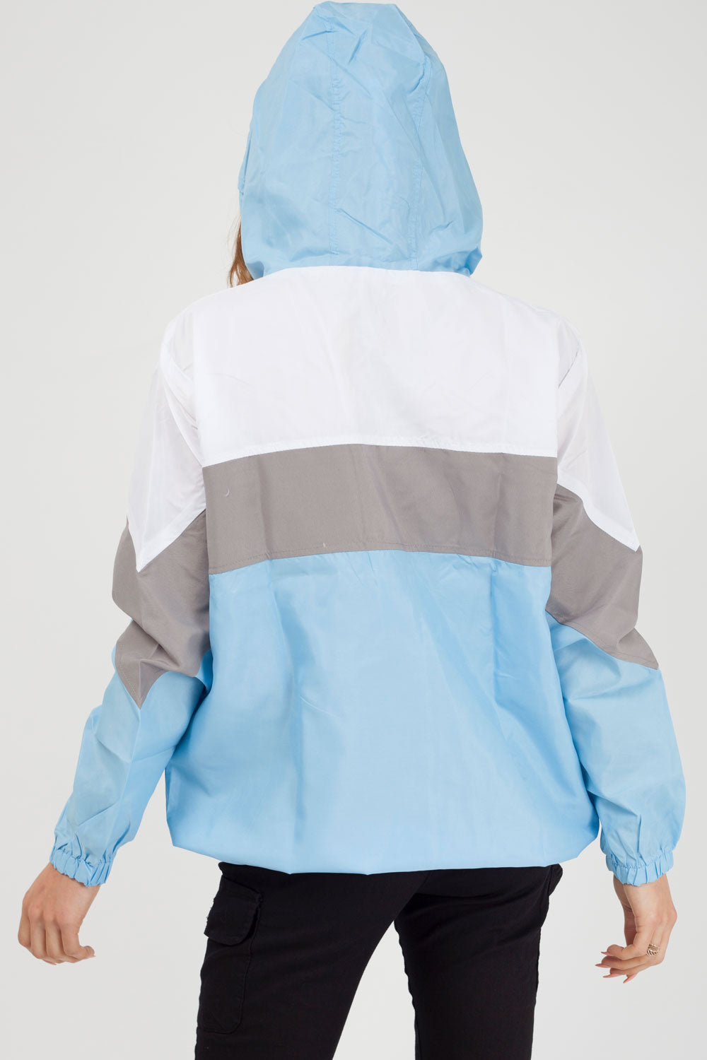sky blue hooded jacket