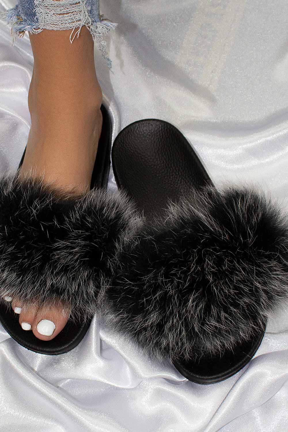 real fox fur sliders uk