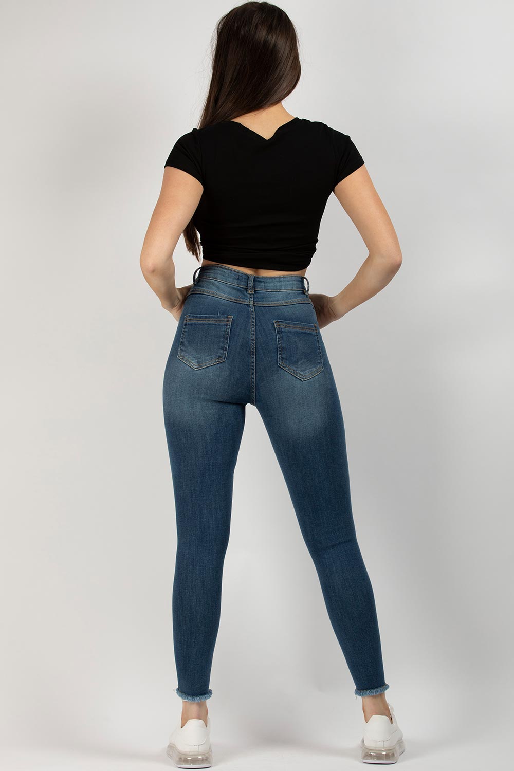 high waisted ripped skinny jeans
