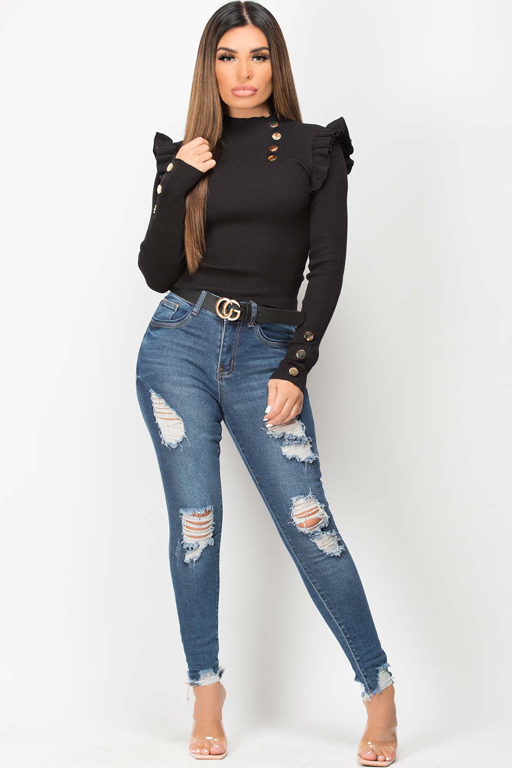 black knitted jumper womens