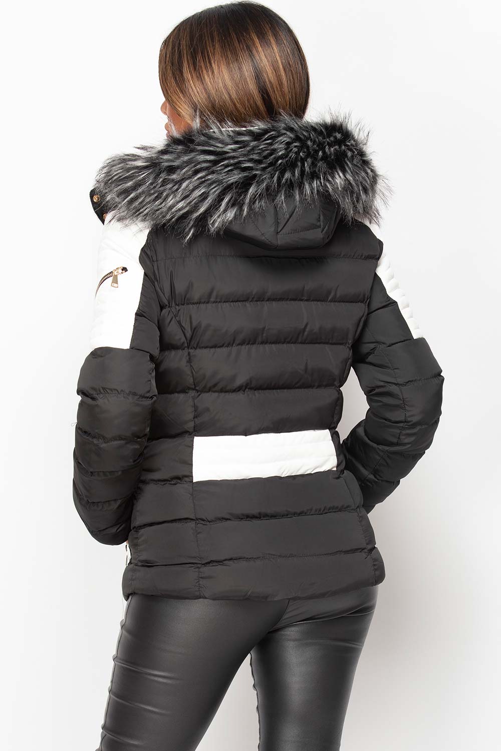 black and white puffer coat womens