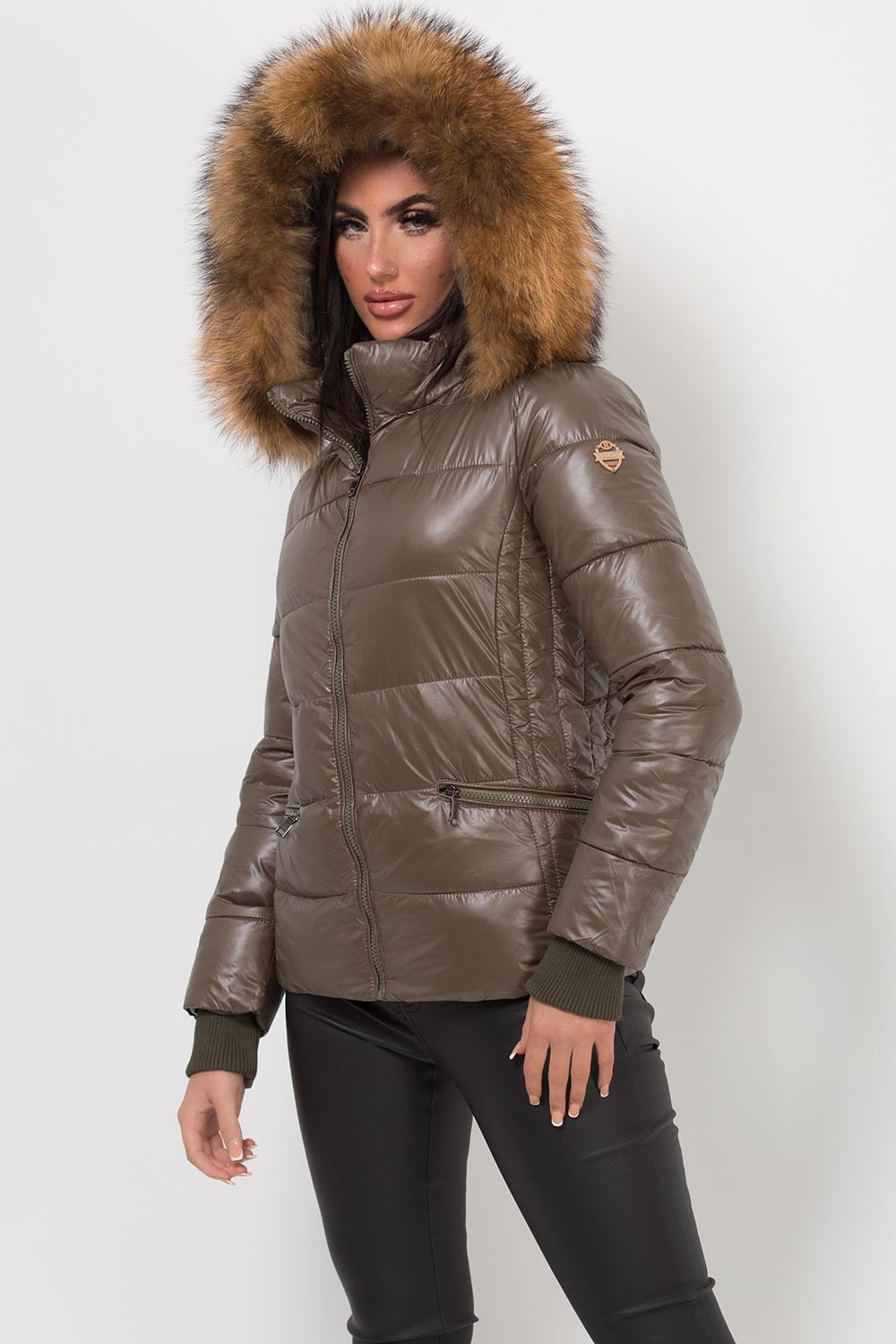 raccoon fur hood puffer jacket uk