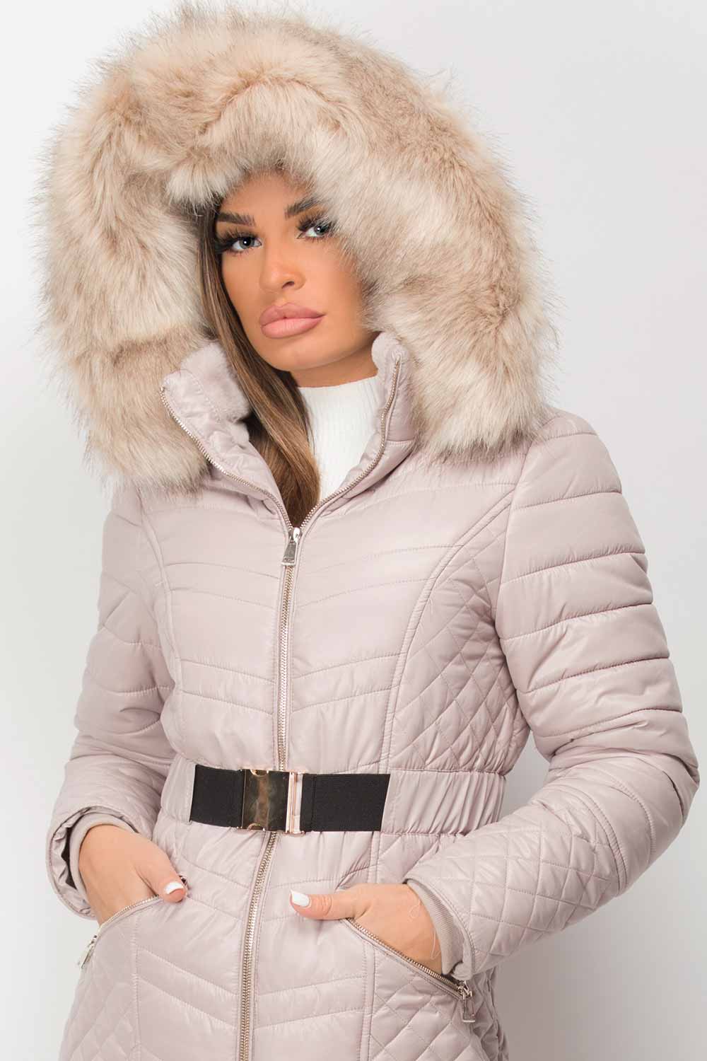 womens puffer coat with fur hood